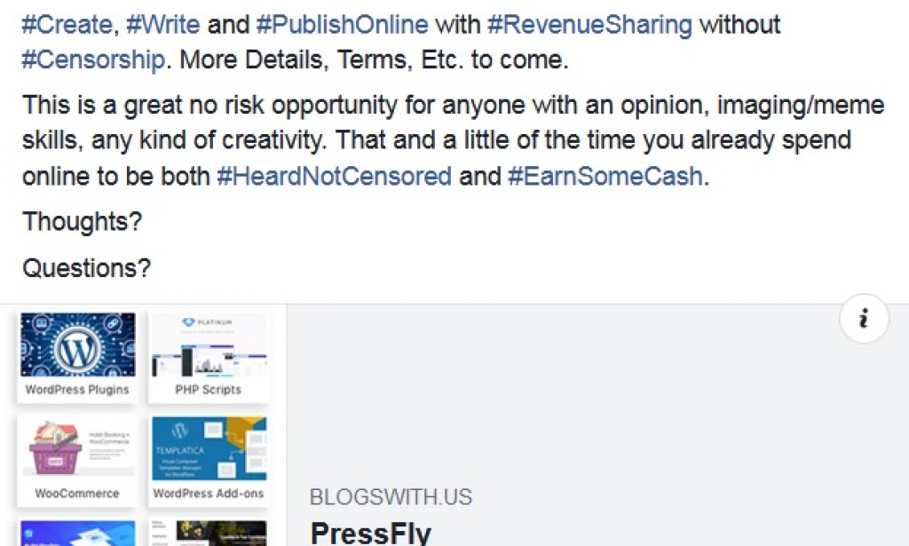 Facebook Announcement about this Website Opening